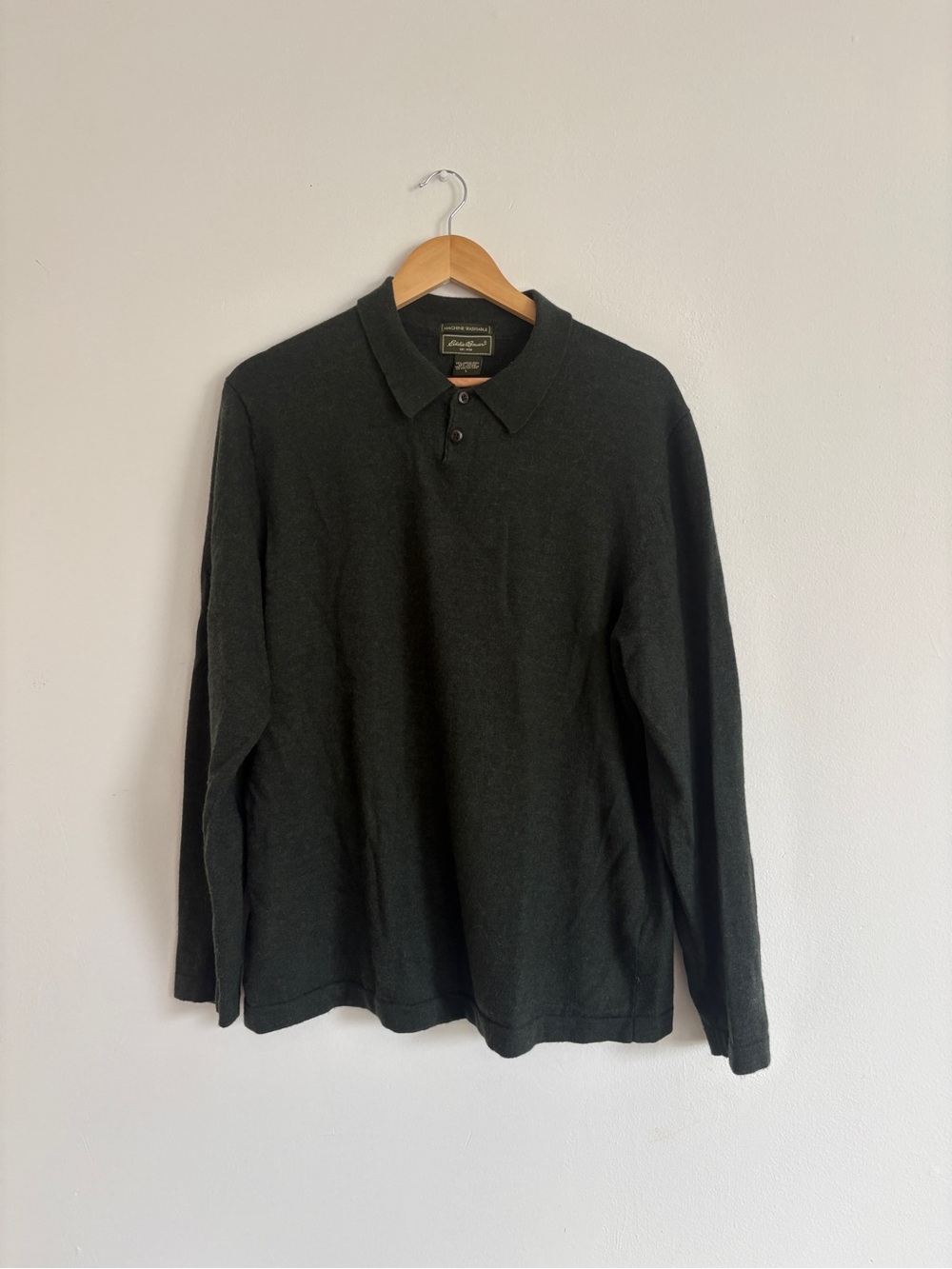 Eddie Bauer Merino Wool Cotton Long Sleeve Polo L Australia